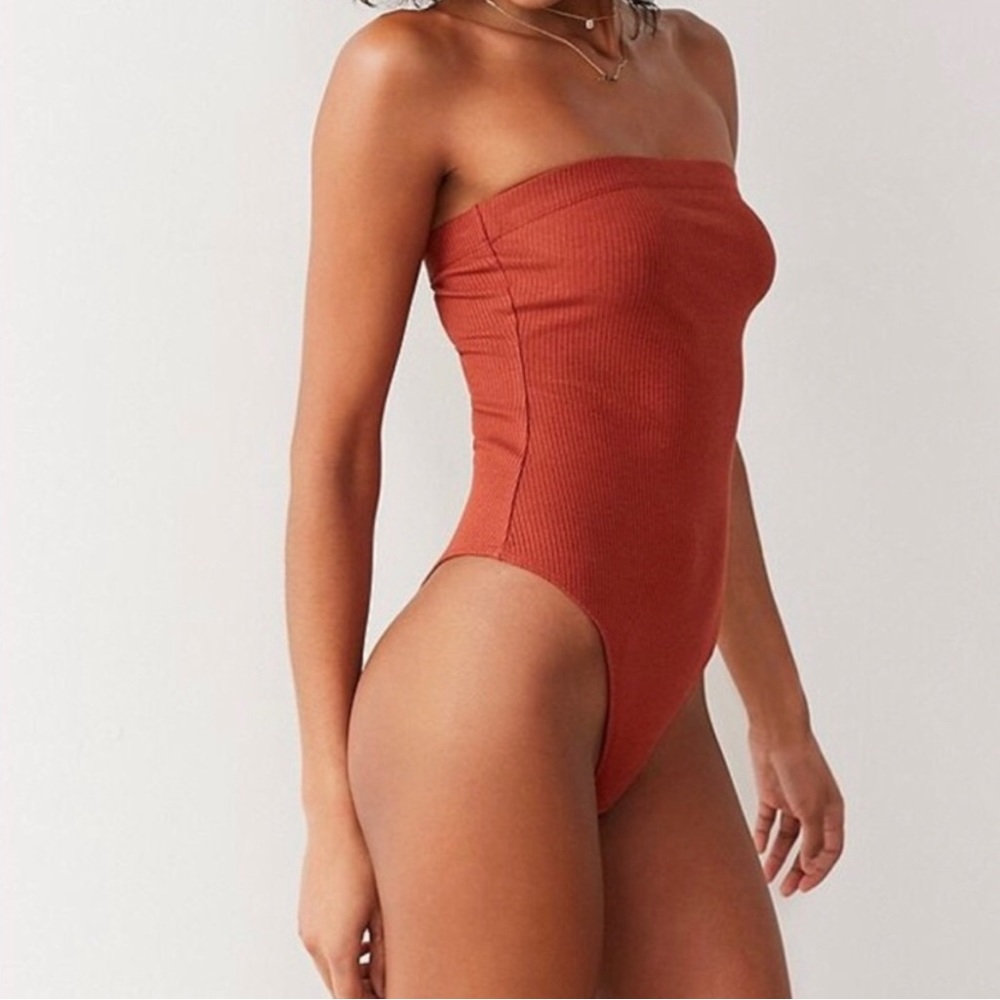 Urban Outfitters Orange Ribbed Cheeky Body Suit